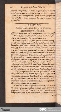 Caput XV. De vitiis Styli citcumscripti, & Cacozelia imitatorum Ciceronis