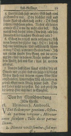 Von der Menschwerdung Jesu Christi.
