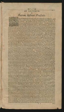 De Ratione Instituti Praefatio