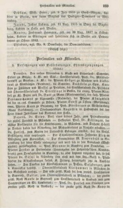 189-192 Personalien und Miscellen