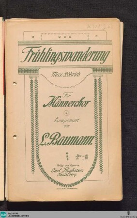 Frühlingswanderung : für Männerchor
