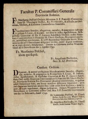 Facultas P. Commissarii Generalis Provinciae Boemiae