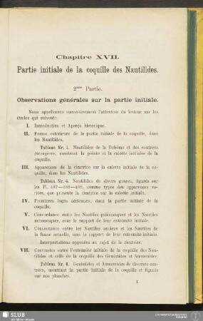 Chapitre XVII. Partie initiale de la coquille des Nautilides