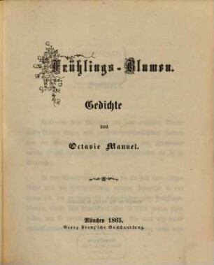 Frühlings-Blumen : Gedichte