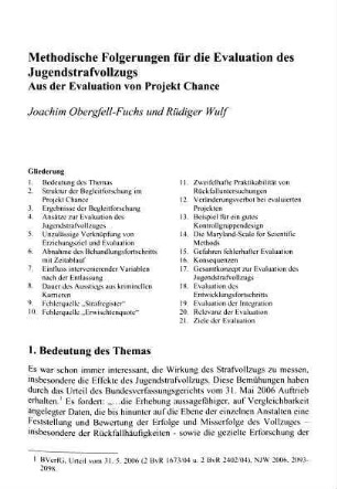 273-288, Methodische Folgerungen für die Evaluation des Jugendstrafvollzugs. Aus der Evaluation von Projekt Chance
