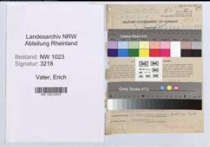 Entnazifizierung Erich Vater , geb. 09.01.1913 (Verw.Angest.)