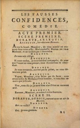 Les fausses confidences : Comédie en 3 actes et en prose
