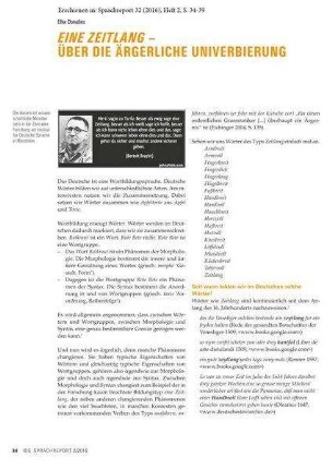 Eine Zeitlang - über die ärgerliche Univerbierung