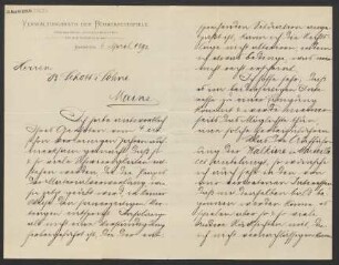 Brief an B. Schott's Söhne : 06.04.1892