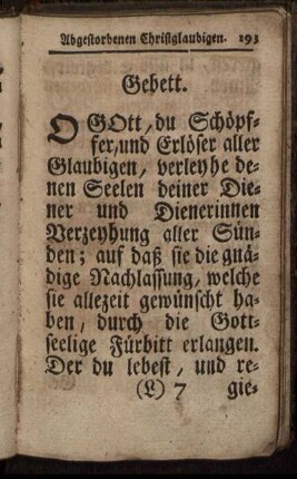 [Gebet für die Abgestorbenen Christglaubigen.]