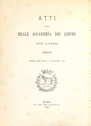 Atti della Accademia Nazionale dei Lincei. 7. 1875/76 (1880)