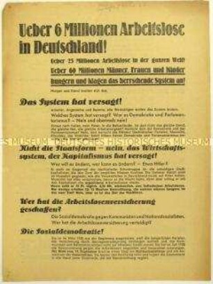 Flugblatt der SPD gegen KPD und NSDAP und Wahlaufruf