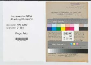 Entnazifizierung Fritz Fiege, geb. 23.06.1900 (Postassistent)