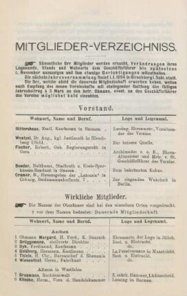 Mitglieder-Verzeichniss.