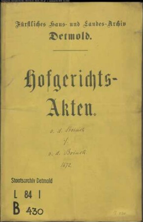 von dem Brinck, Otto gegen Eustachius von dem Brinck, Kammerrat - Bürgschaft