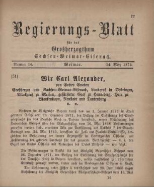 Nr. 14 : 24. März 1872