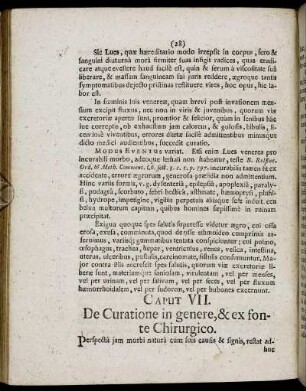 Caput VII. De Curatione in genere & ex fonte Chirurgico.