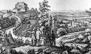 Gernrode - Historische Darstellung des Stubenberges : Historische Darstellung des Stubenberges von Gernrode, aufgenommen ca. 2000