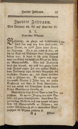 §. I. Beherrscher Böhmens. - §. II. Bischöfe von Prag.
