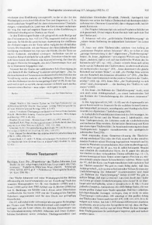 909-911 [Rezension] Backhaus, Knut, Die "Jüngerkreise" des Täufers Johannes