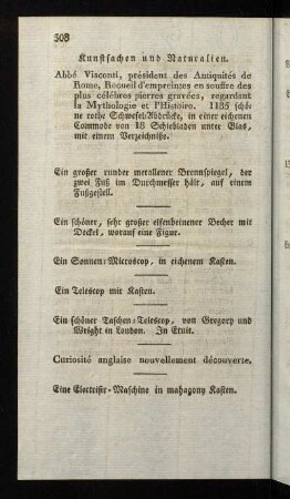 308-309, Kunstsachen und Naturalien.