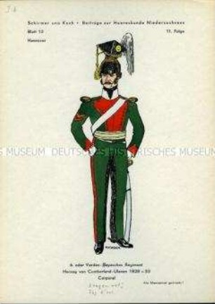 Uniformdarstellung, Korporal des 6. Ulanen-Regiments, Königreich Hannover, 1828/1833.