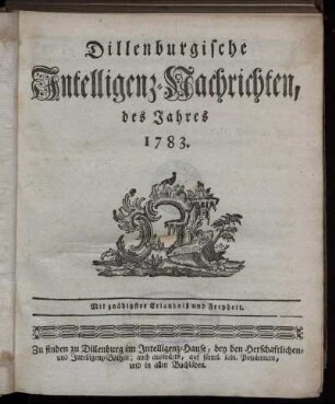 1783: Dillenburgische Intelligenz-Nachrichten, des Jahres 1783