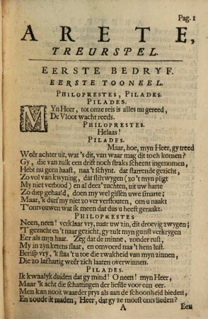 Arete of Stryd tusschen De Plicht en Min : Treurspel