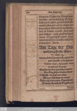 Am Tage der Himmelfart Christi/ Marc. 16. vers. 14.