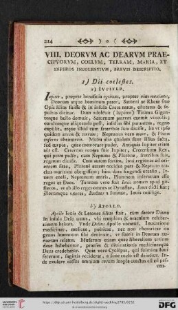 VIII. Deorvm ac dearvm praecipvorvm, coelvm, terram, maria [...]