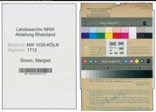 Entnazifizierung Margret Simon , geb. 29.01.1902 (Telefonistin)
