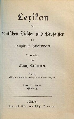 Lexikon der deutschen Dichter und Prosaisten des neunzehnten Jahrhunderts, 2. Gi bis L
