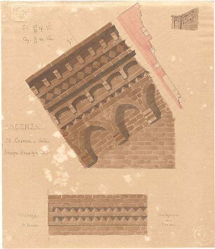 Klumpp, Karl F. A.; Vicenza (Venetien, Italien); S. Corona - Gesims (Details, Schnitt)