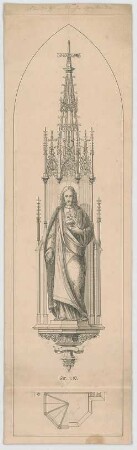 Müller, Josef Anton; Hl. Kajetan mit Konsole und Baldachin - Grundriss, Ansicht