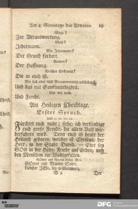 Am Heiligen Christtage.