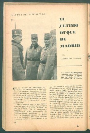 El último duque de Madrid : Silueta de actualidad