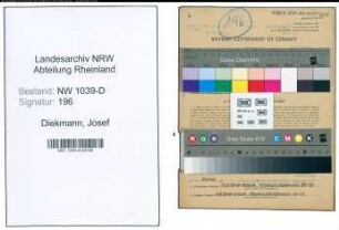 Entnazifizierung Josef Diekmann , geb. 07.07.1867 (Bankinspektor)