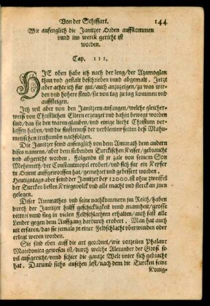 Wie anfenglich die Janitzer Orden auffkommen unnd ins werck gericht ist worden. Cap. III.