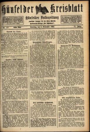 Erste Ausgabe vom Samstag, den 05. September 1925.