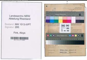 Entnazifizierung Aloys Fink , geb. 09.09.1900 (Postschaffner)