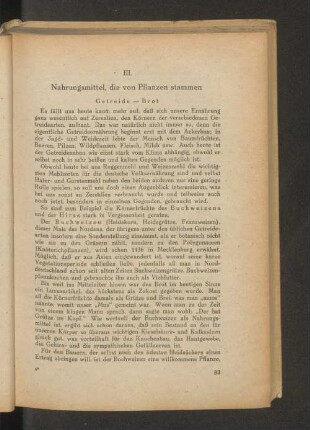 III. Nahrungsmittel, die von Pflanzen stammen