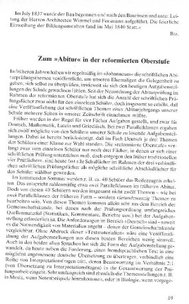 Zum "Abitur" in der reformierten Oberstufe