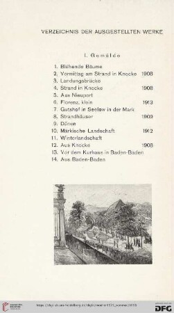 I. Gemälde (Nr.1-20)