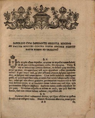 Imperans cum imperante negotia miscens an factum ministri, contra iussum speciale agentis, ratum habere sit obligatus? : quaestio iuris gentium