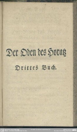 Der Oden des Horatz. Drittes Buch