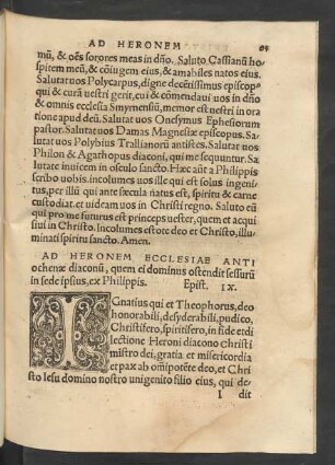 Ad Heronem Ecclesiae Antiochenae diaconum ... ex Philippis. Epist. IX.