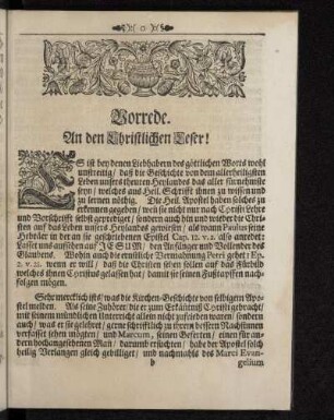 Vorrede. An den Christlichen Leser!