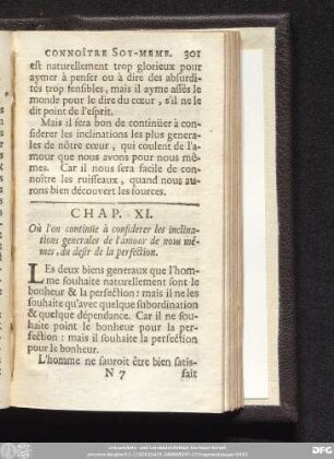 Chap. XI. Où l'on continüe à considerer les inclinations generales de l'amour de nous mêmes, du desir de la perfection.