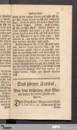 Das zweyte Capitul, Von dem Ursprung oder Wurtzel woher die bösen Zeiten entstehen.
