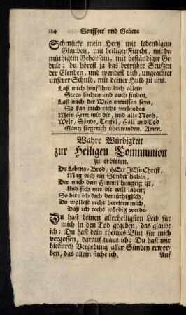 114-124, Wahre Wuerdigkeit zur heiligen Communion zu erbitten; ...